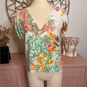 Corey Lynn Calter Multicolor Floral‎ V-Neck Blouse